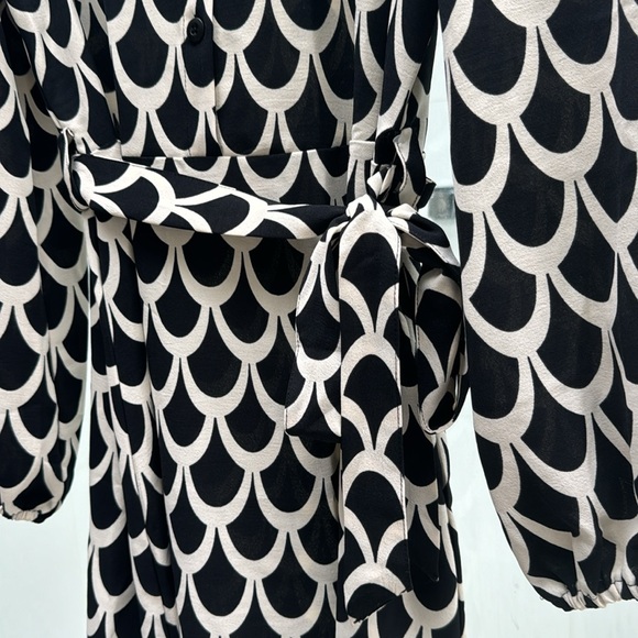 Dex, M, belted long sleeve shirt style midi dress - Picture 2 of 4